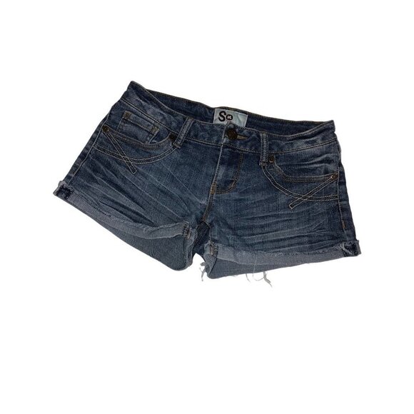 So Size 1 Cut Off Jean Shorts Blue Stretch Boho Beach Summer Festival - Picture 1 of 4